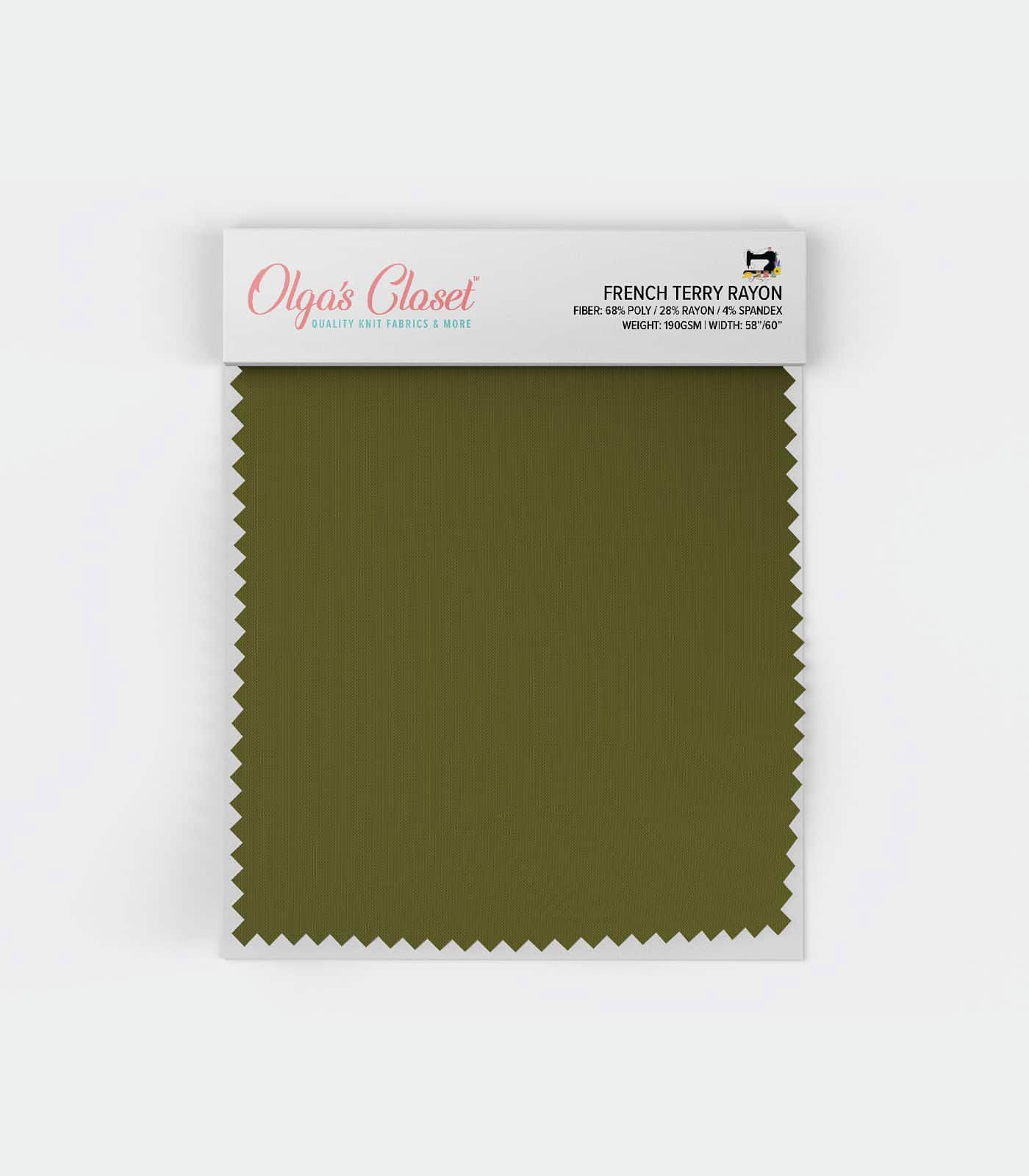 Olive Solid French Terry Rayon Fabric
