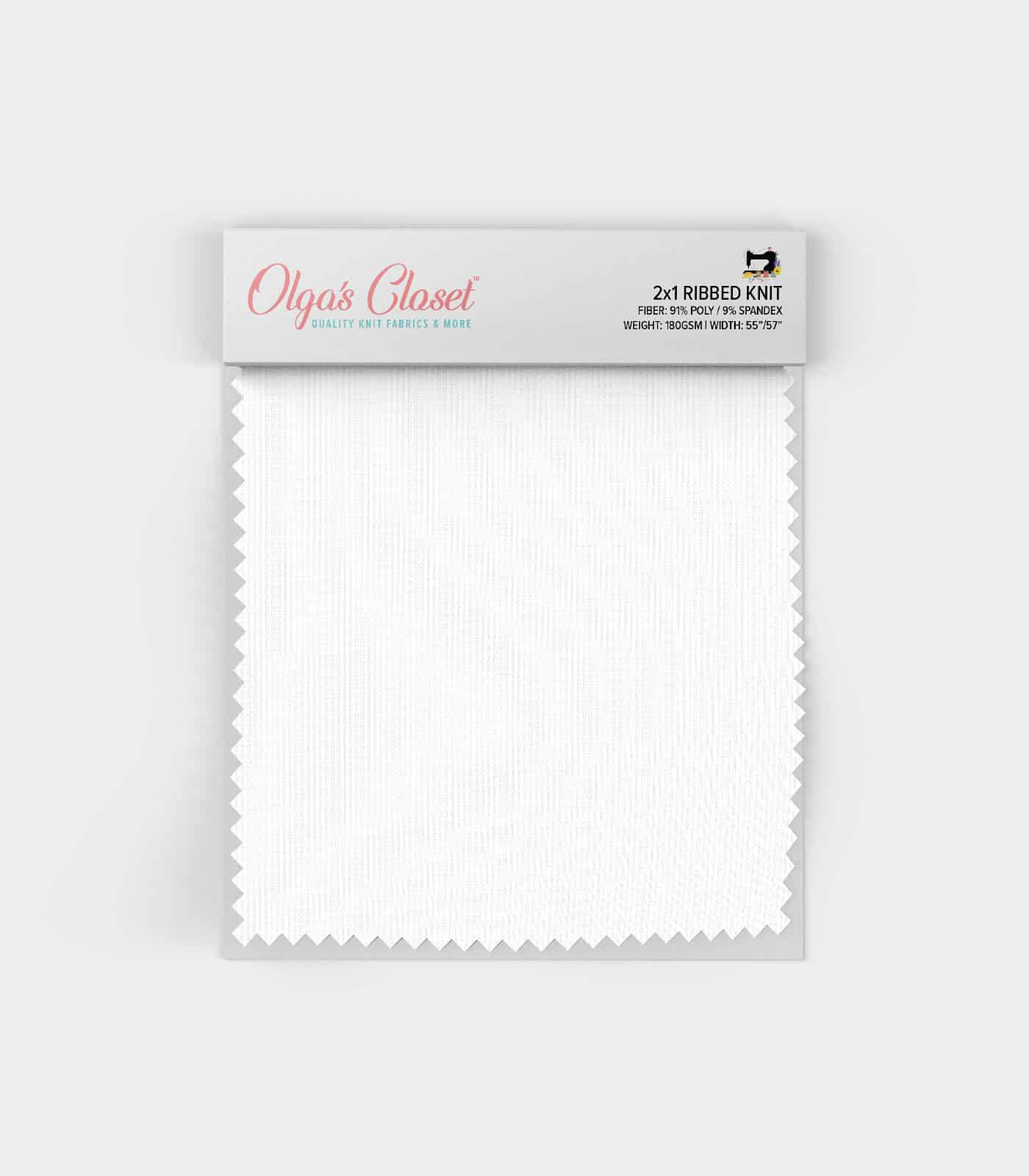 White Solid Ribbed Knit (2x1) Fabric